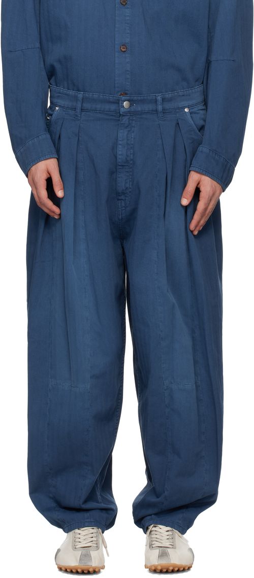 Blue Pleated Jeans