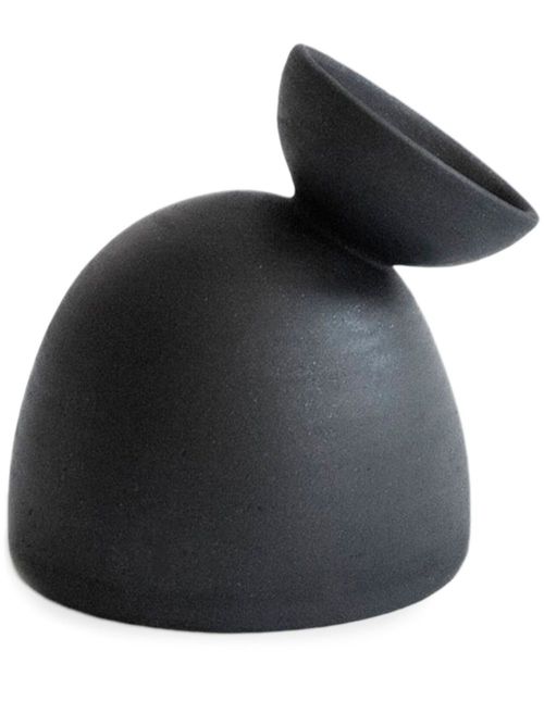 Charred Dome clay vase (16cm) - Black