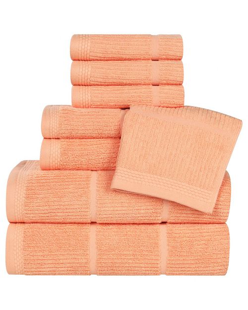 Milo Smart Twist Cotton Medium Weight Solid Ribbed 8pc Towel Set