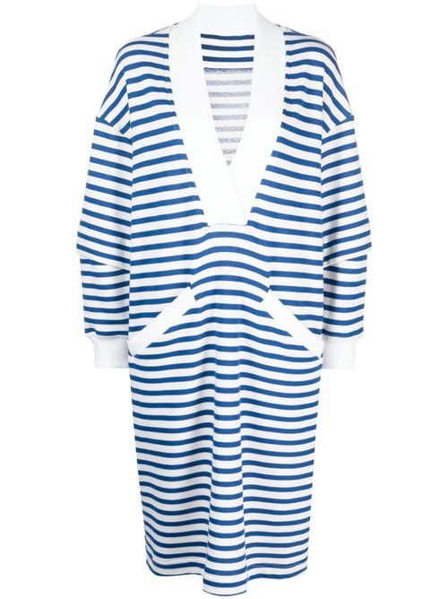 V-neck striped midi dress - Blue