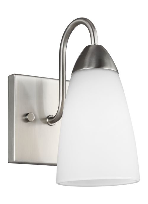 Seville 1-Light Bathroom Vanity Light Sconce in Brushed Nicke