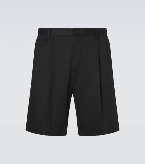 Pleated cotton-blend Bermuda shorts