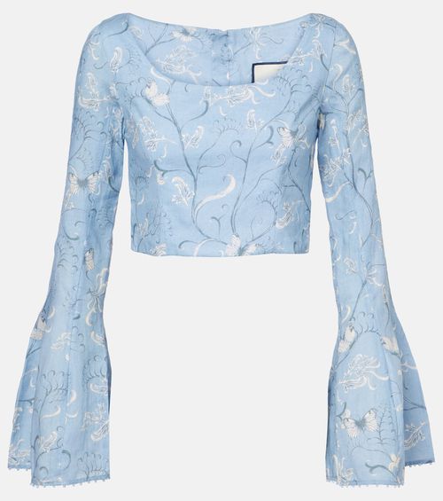 Limoncillo Lymanopoda floral linen crop top