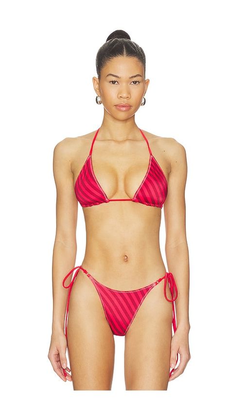 Frankies Bikinis X JENNIE Nick Satin Top in Red. - S also in