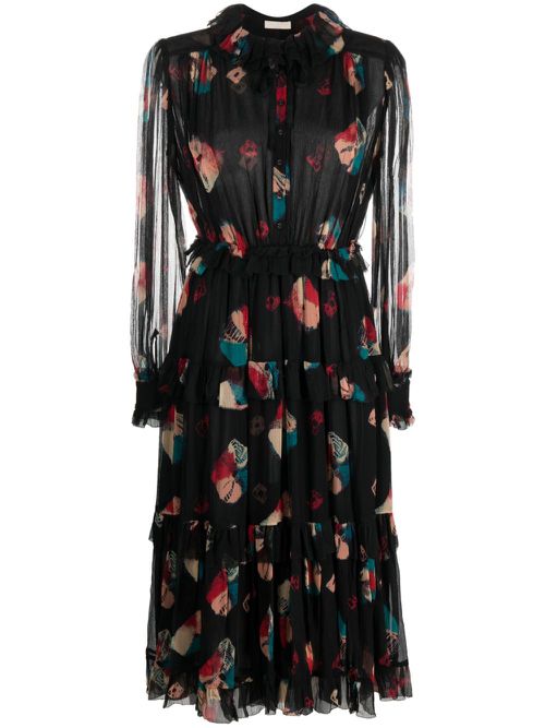 Reina chiffon midi dress - Black