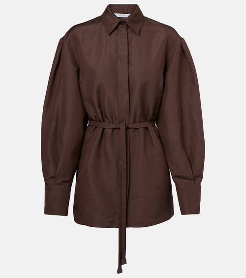 Affari belted linen and silk shirt