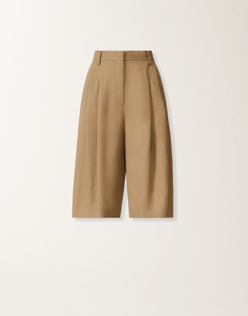 Fluid linen and viscose Bermuda shorts, mud