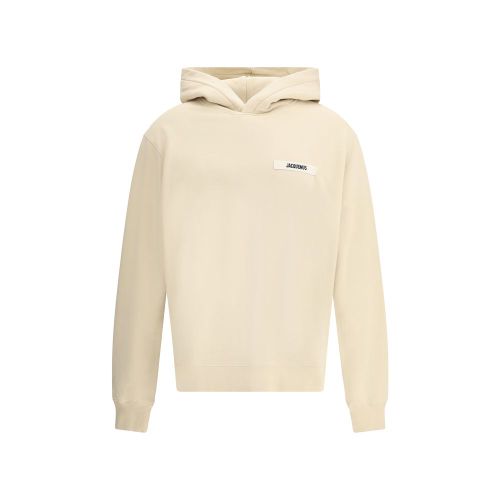 Cotton Logo-Patch Hoodie — Beige