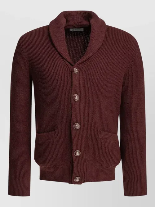 Brunello Cucinelli - cotton cardigan shawl collar ribbed pocket