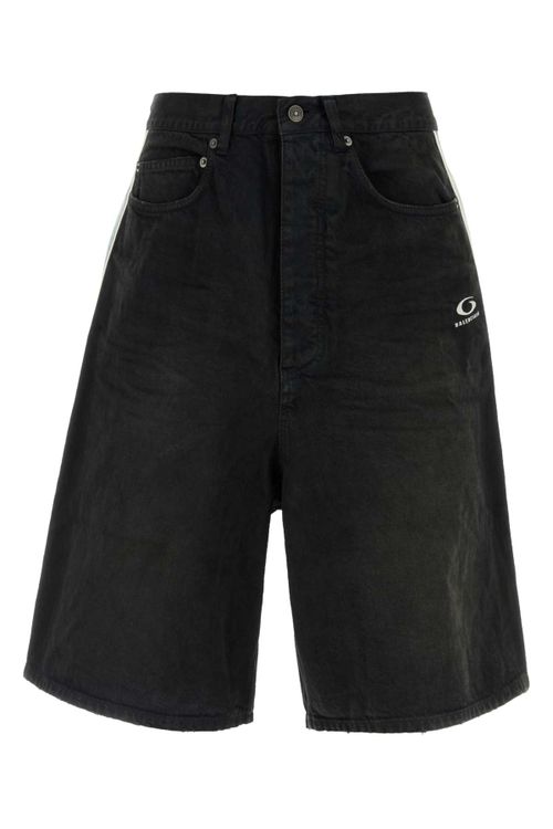 Black Denim Bermuda Shorts Darkbrownblack Exterior: Cotton - Men