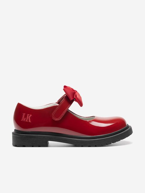 Girls Mia Bow Patent School Shoes in Red EU 27 UK 9 By Childsplay Clothing