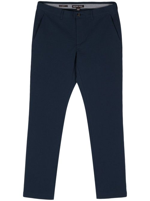Seersucker straight-leg trousers - Blue