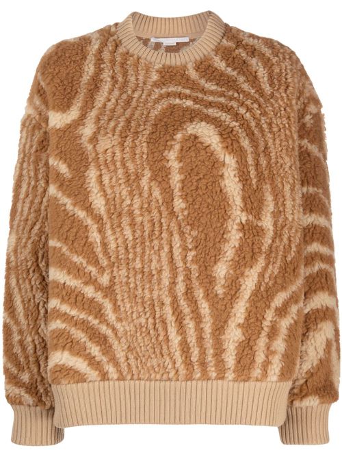 Graphic-pattern crew-neck jumper - Brown