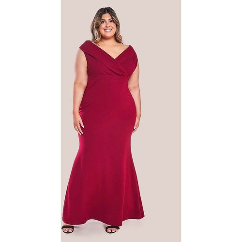 Goddiva Front Wrap Off The Shoulder Maxi Dress - Wine