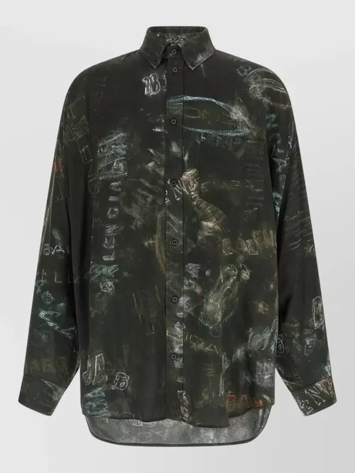 Balenciaga - cocoon shirt longline hem allover print