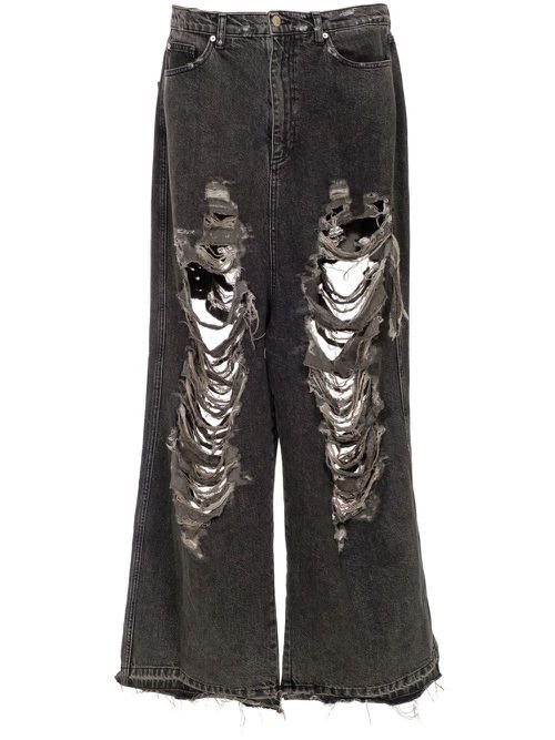 Ripped wide-leg jeans - Black