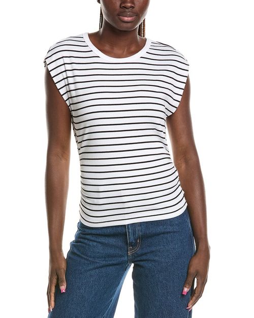 Joni Crewneck Power Shoulder Top