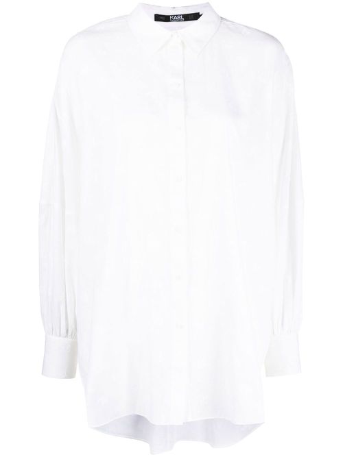Long-sleeve monogram cotton shirt - White