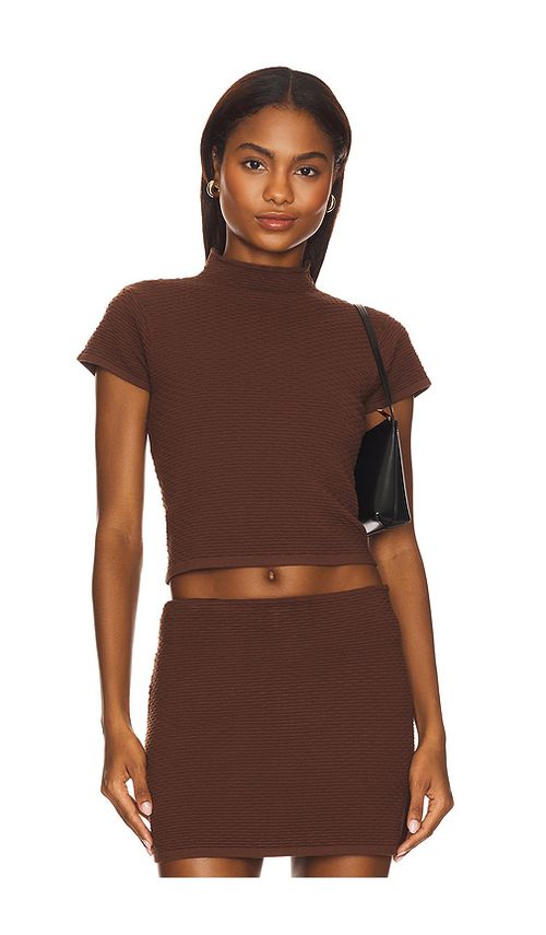 Line & Dot Grove Top in Brown. S. Also in