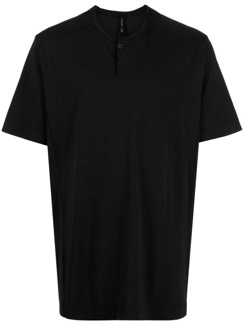 Button-fastening cotton T-shirt - Black