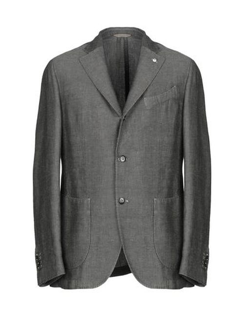 L. b.m. 1911 Man Blazer Dark brown Size 40 Linen, Cotton