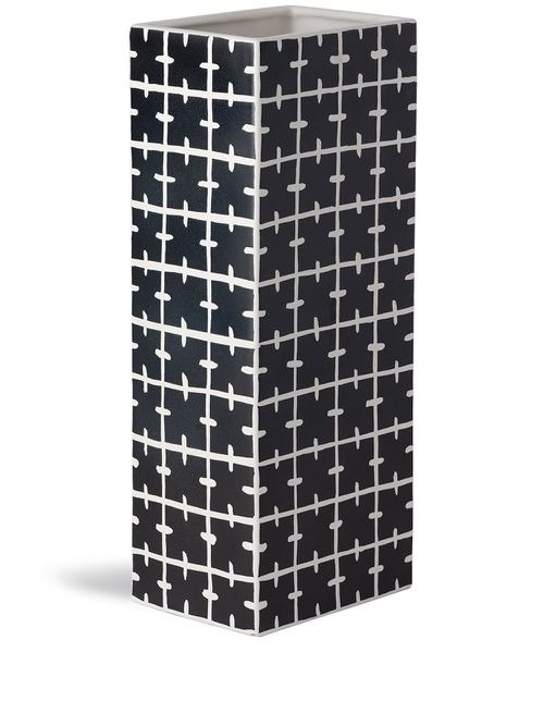 Geometric print rectangular vase - Black