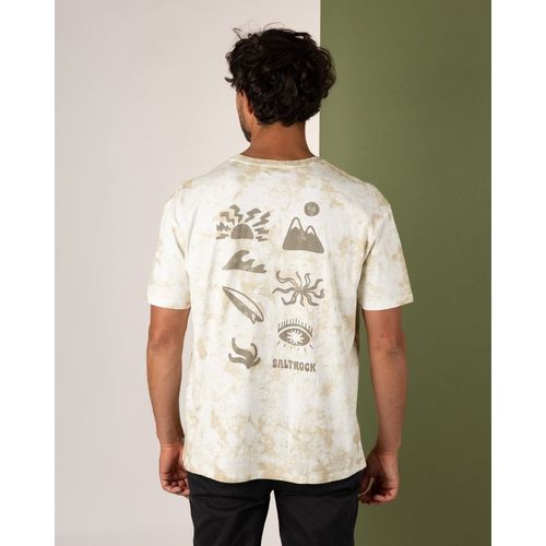 Saltrock Block Icons Mens Oversized Tie Dye T-Shirt in Crea