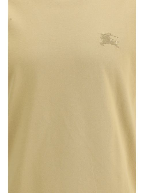 Check Trim Embroidered T-Shirt — Beige