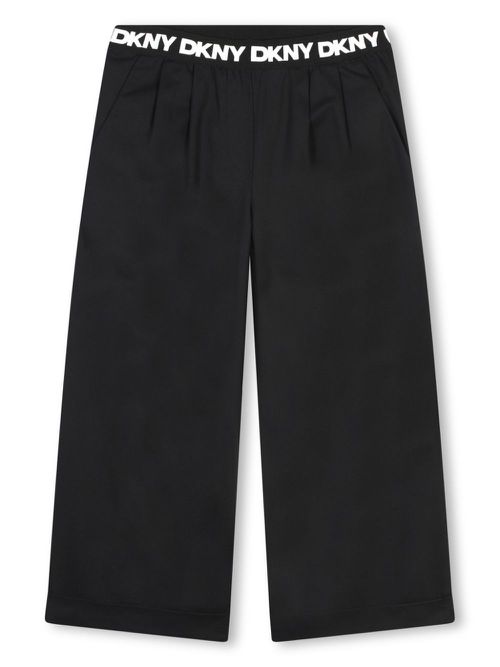 Logo-waistband wide-leg ceremony trousers - Black