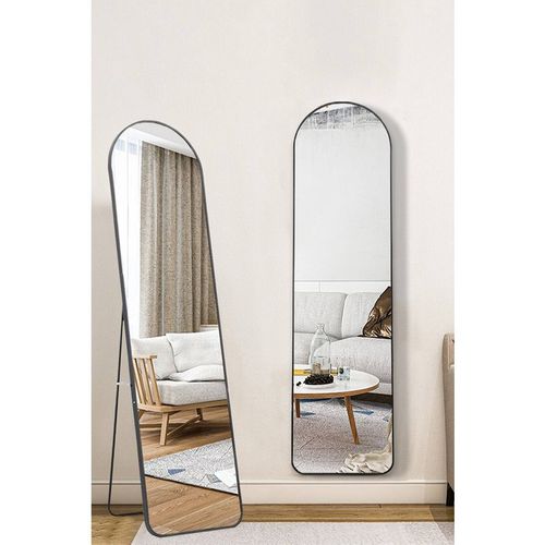 Living And Home 40X150Cm Black Arched Metal Full Length Mirror With Floor Stand & Wall Mount