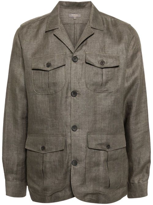 Linen shirt jacket - Brown
