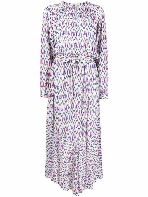 Graphic-print long-sleeve dress - Neutrals