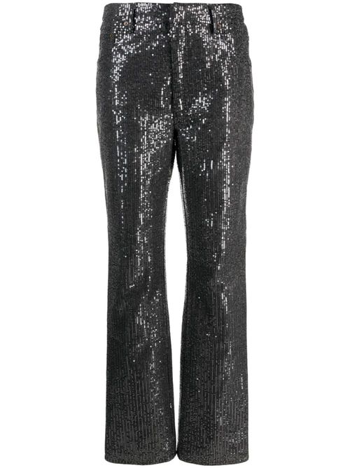 High-waisted sequin-embellished jeans - Black