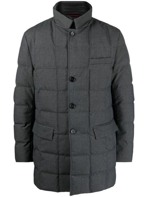 Notched-collar quilted down jacket - Grey