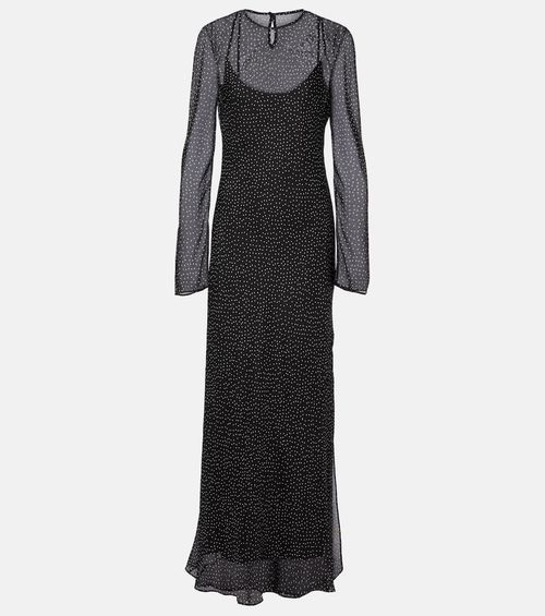 Polka-dot silk maxi dress