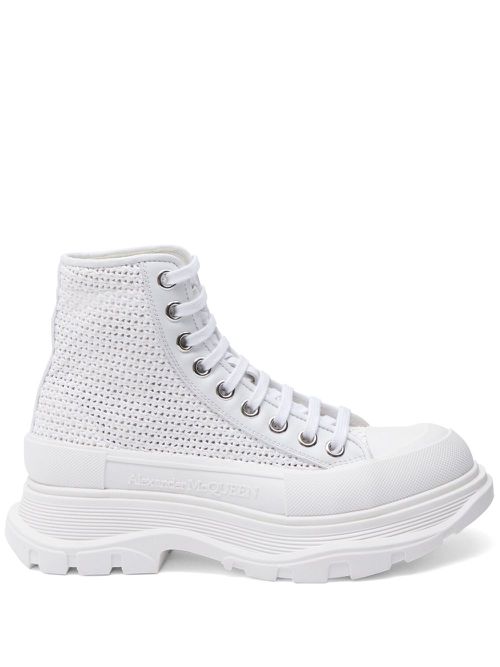 Interwoven-design boots - White