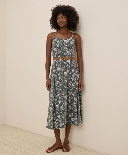Women's Vineyard Floral Castor Grey Fit & Flare Midi Dress H
