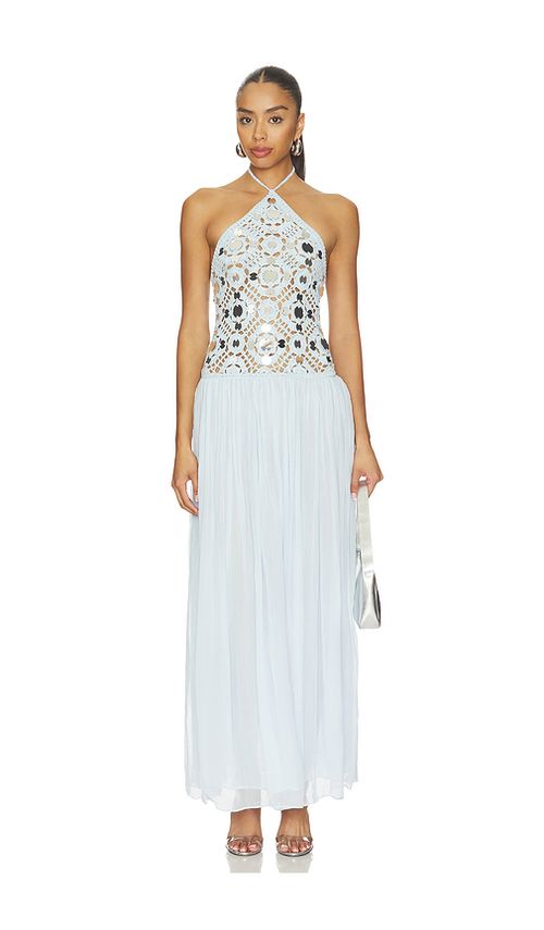Retrofete Odetta Crochet Dress in Metallic Glace. L also in M, S, XL