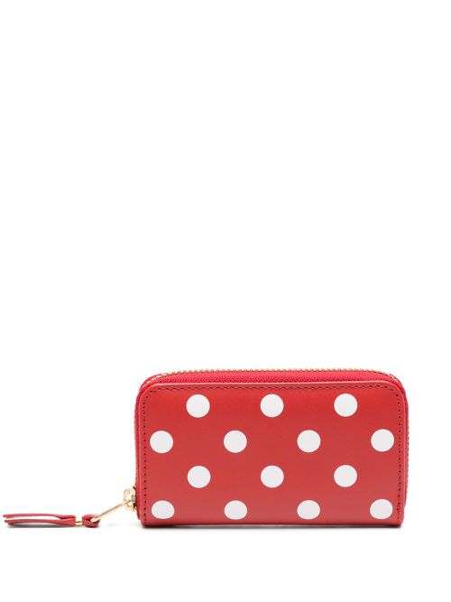 Polka dot-print leather wallet - Red