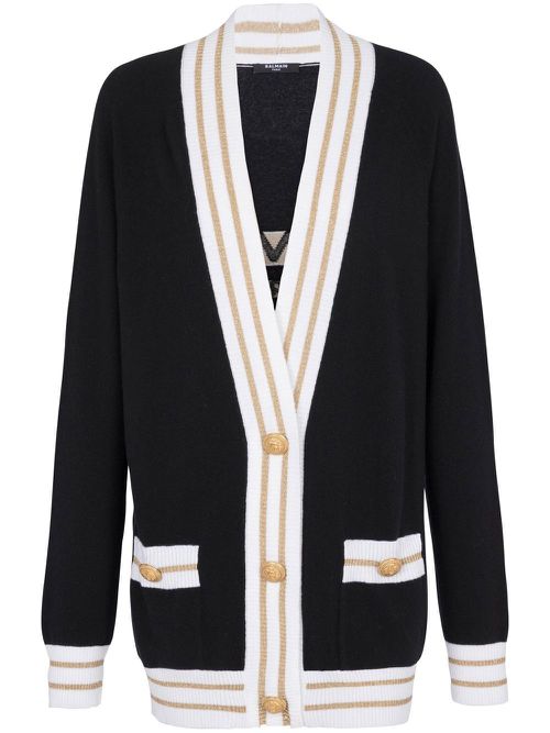 Button-detail cardigan - Black