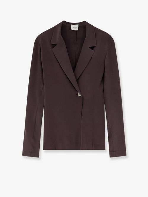 Loose Silk Blazer — Brown