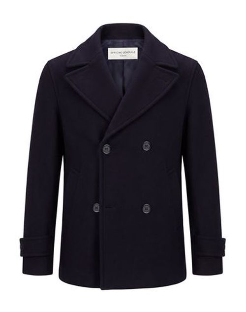Officine Générale Man Coat Midnight blue Size 38 Virgin Wool, Polyamide