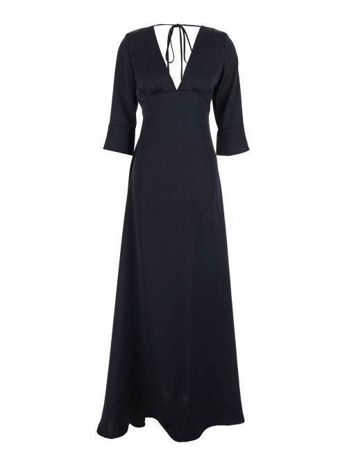 V-Neck with Back Bow Maxi Dress — Black