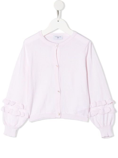 Frill-trimmed cotton cardigan - Pink