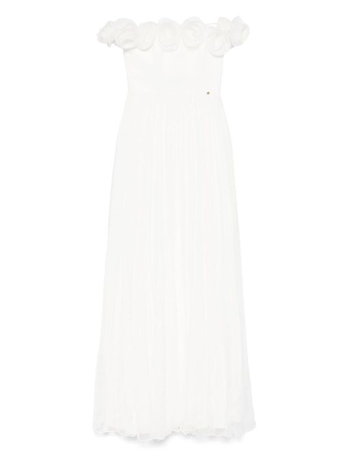 NISSA floral-appliqué maxi dress - White