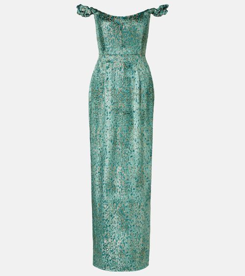 Yolanda off-shoulder brocade gown