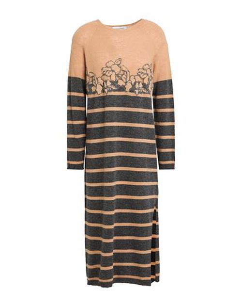 Ermanno Firenze Woman Midi dress Camel Size 6 Acrylic, Wool, Polyamide
