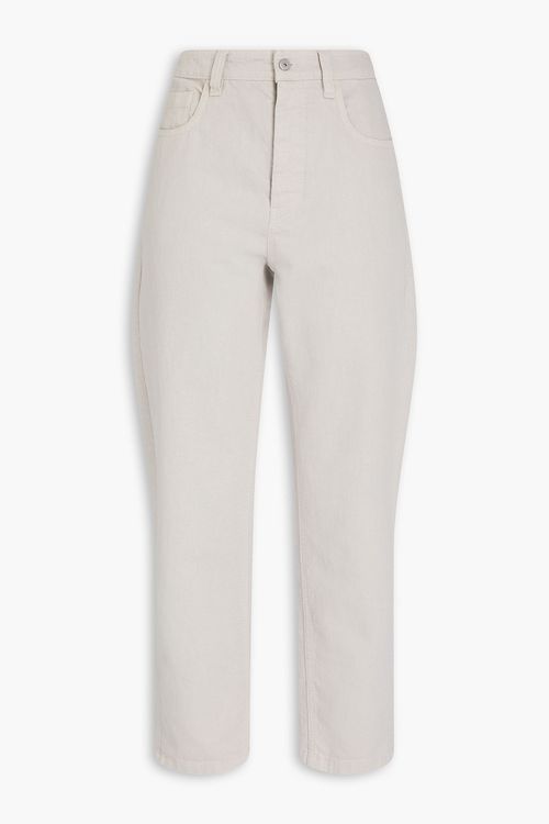 Bead-embellished metallic high-rise tapered jeans - Neutral - IT 42