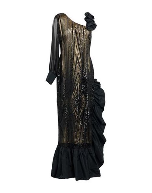 Woman Maxi dress Black Size 6 Polyester, Elastane, Silk