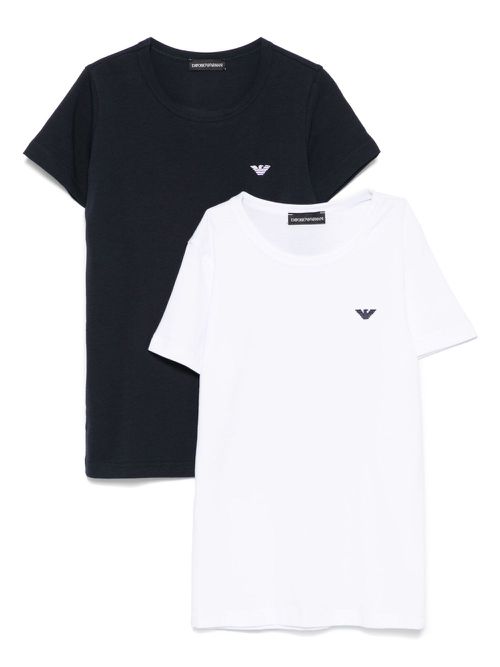 Emporio Armani Kids logo-embroidered T-shirt (pack of two) - Blue